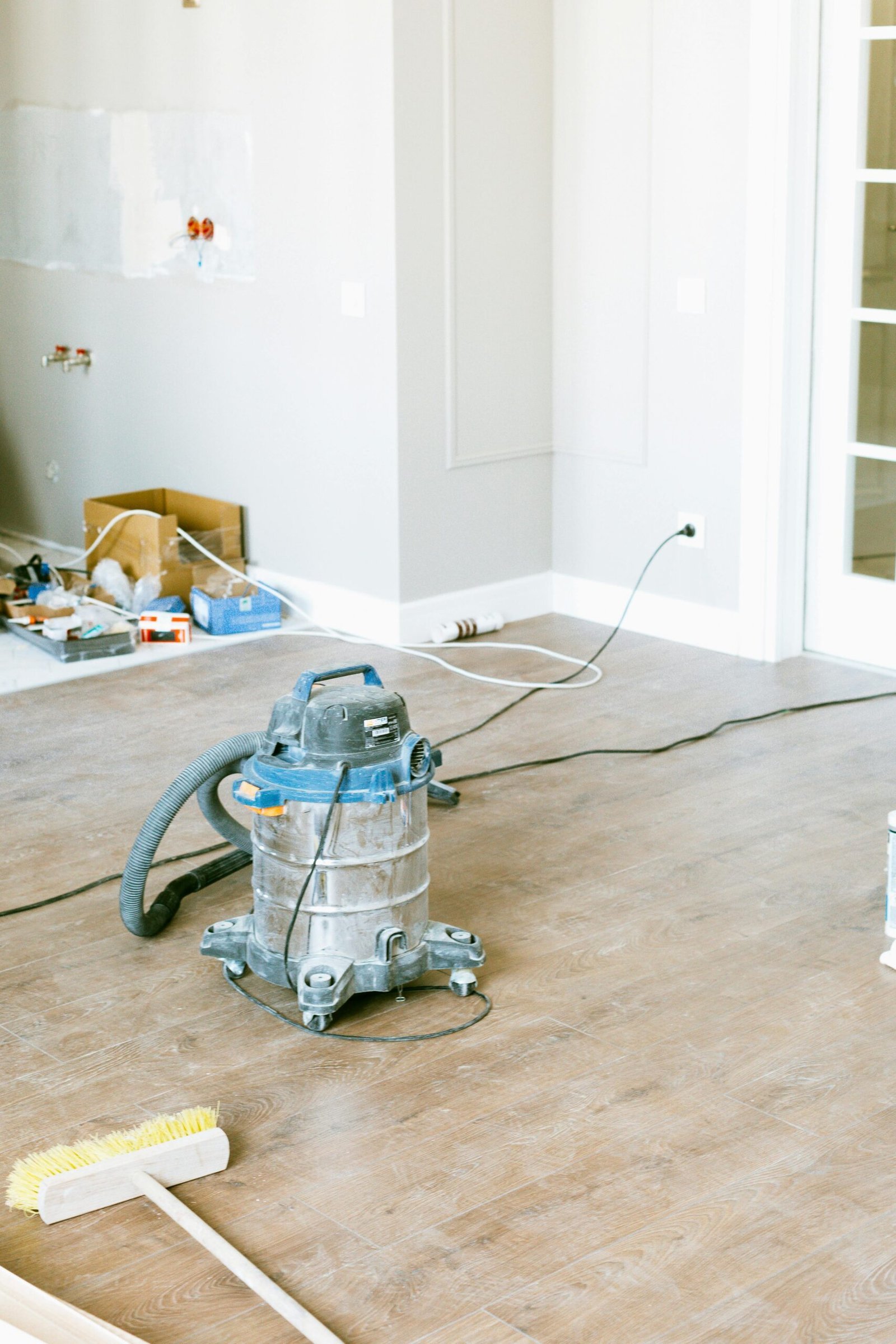 Professional cleaning equipment prepared for a commercial property