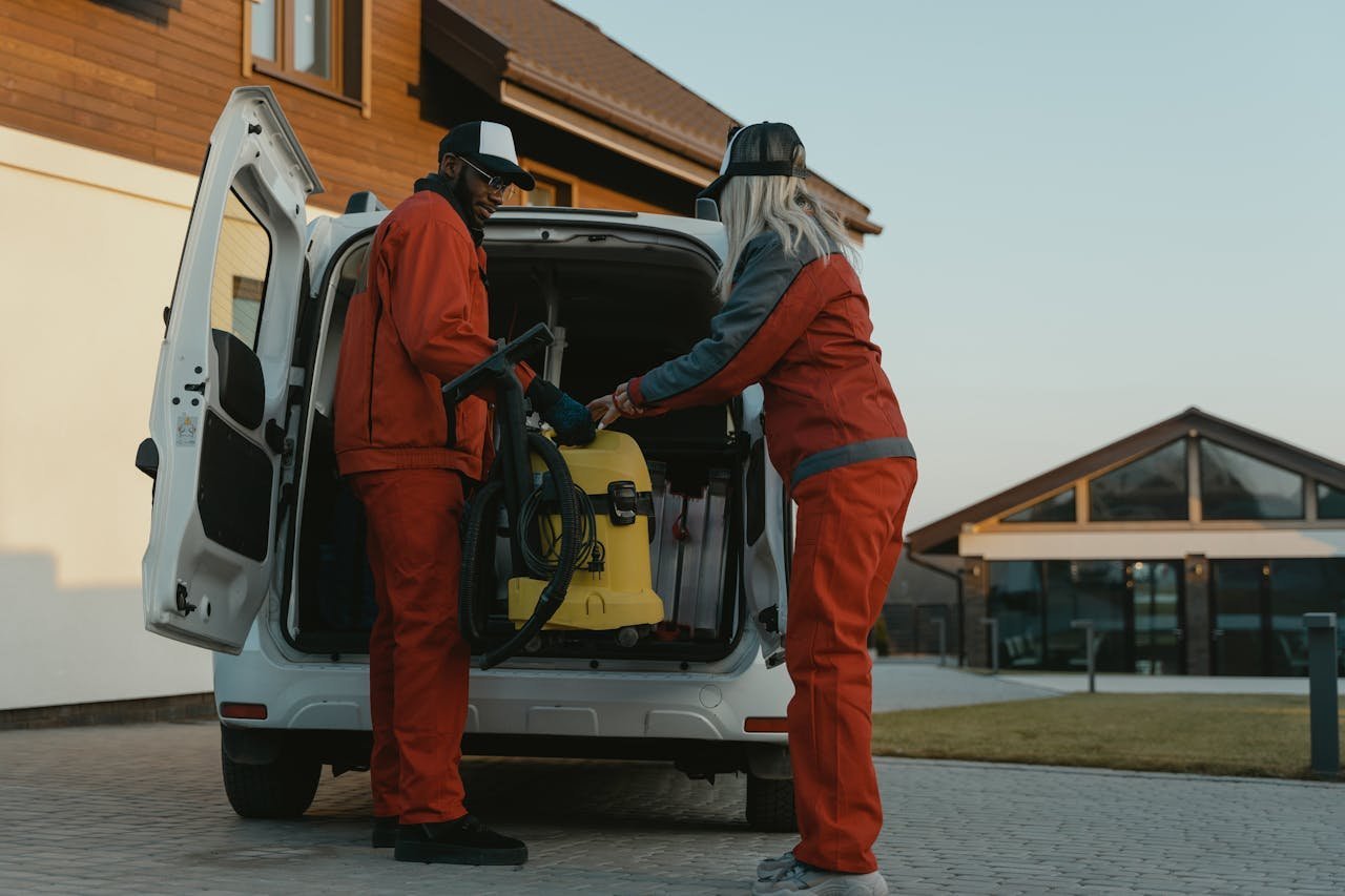 Maintenance professionals preparing equipment